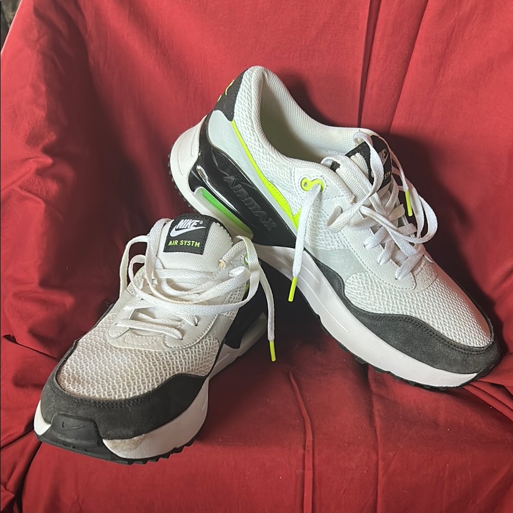 Nike Air System White and Black Sneakers with Neon Accents